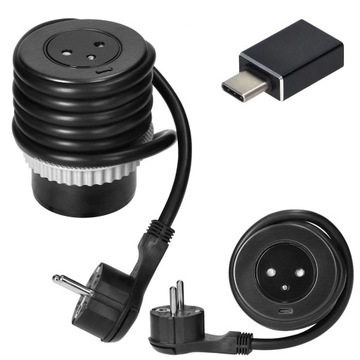 ORNO Gniazdo Chowane w Blat USB 3.0 EasyEject Przejściówka USB Kabel 1,5m