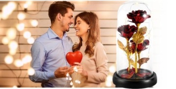 ВЕЧНАЯ РОЗА В СТЕКЛЕ СВЕТЯЩАЯСЯ СВЕТОДИОДНАЯ ИДЕЯ ПОДАРКА ЦВЕТА НА ДЕНЬ СВЯТОГО ВАЛЕНТИНА