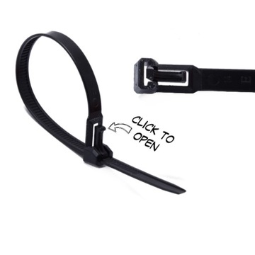 ОТКРЫВАЮЩИЕСЯ КАБЕЛЬНЫЕ СВЯЗКИ 250/7,5 ЧЕРНЫЕ СВЯЗКИ