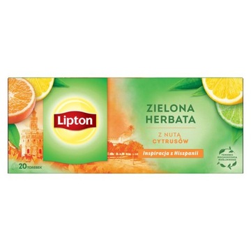 Herbata zielona Lipton z nutą cytrusów 20 torebek 26 g