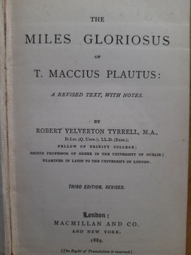 Miles Gloriosus Plautus Plaut wyd. kryt komentarze