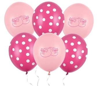 BALONY na Baby Shower różowe dziewczynka 6szt girl