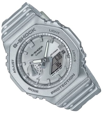 Sportowy szary zegarek męski na pasku Casio G-Shock GA-2100FF + GRAWER