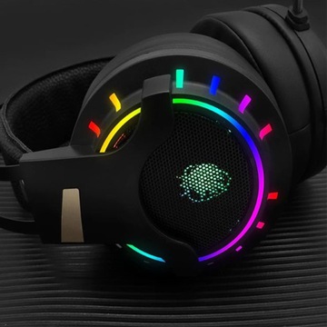 SŁUCHAWKI GAMINGOWE RGB LED MIKROFON USB JACK