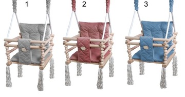 ДЕРЕВЯННЫЕ ДЕТСКИЕ КАЧЕЛИ, ЖЕСТКОЕ ДНО, ДОМ-САД, ПОЛОСКИ, ЦВЕТА