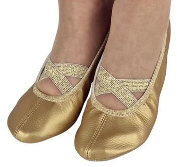 Baletki baleriny kapcie do tańca po domu złote z gumkami na x Rozmiar 48