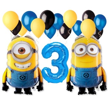 Zestaw Balonów Minionki Dekoracja Minion Balony na 3 Urodziny