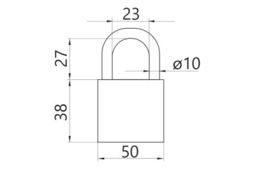 Герда Усиленное ярмо навесной замок закаленный никель 3 ключа KSWS 50