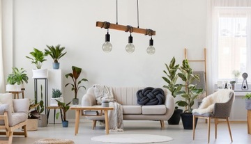 ПОТОЛОЧНЫЙ ПОДВЕСНОЙ СВЕТИЛЬНИК, ПОТОЛОЧНАЯ ЛЮСТРА, 015-3 LED WOOD, ЛОФТ, ГОСТИНАЯ, СТОЛ, ЗАЛ