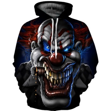 Męskie Bluza Z Kapturem Długi Rękaw 3D Szkielet