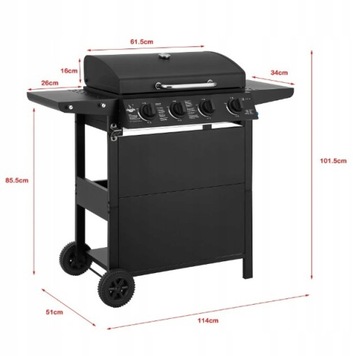 GRILL GAZOWY EL FUEGO SAN JOSE 4 PALNIKI ŻELIWNY RUSZT + REDUKTOR !