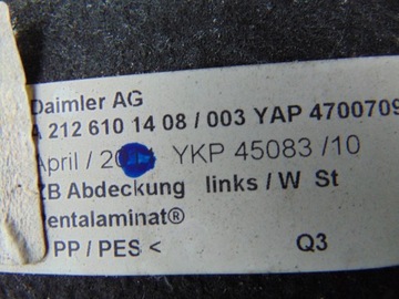 KRYT PODVOZKU SPODNÍ LEVÝ MERCEDES W212 A2126101408