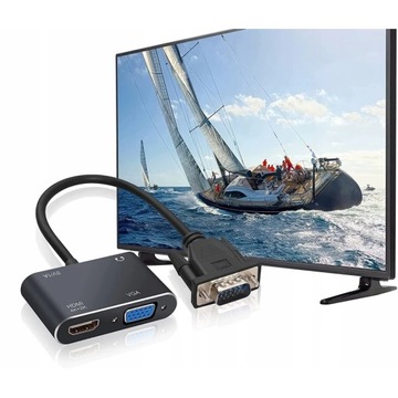 АДАПТЕР-ПРЕОБРАЗОВАТЕЛЬ VGA D-SUB В HDMI + VGA + АУДИО