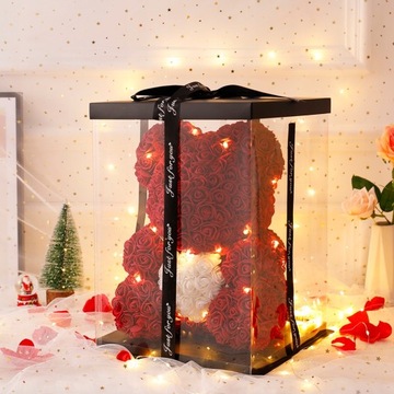 MIŚ z RÓŻ DUŻY Z PŁATKÓW RÓŻ PREZENT DZIEŃ KOBIET ROSE BEAR RÓŻ