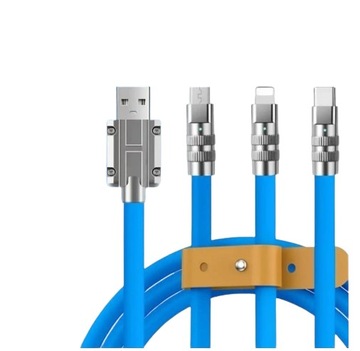 Kabel szybkiego ładowania USB 3w1 Type-C, Lightning(IPhone), Micro-usb 6A 1