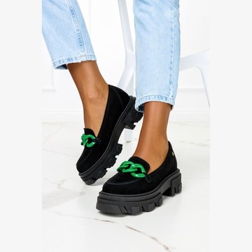 МОДНЫЕ ЛОФЕРЫ НА ПЛАТФОРМЕ НА ЦЕПИ КОЖАНЫЕ НОВИНКА 37