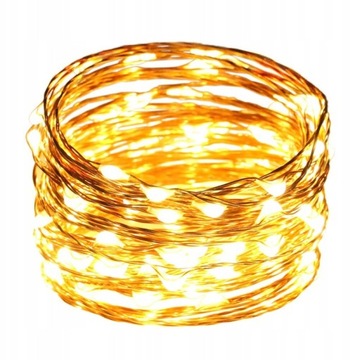 LAMPKI DRUCIK 50 LED NA BATERIE CIEPŁY BIAŁY