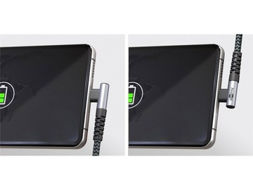 Угловой кабель USB C - USB C в оплетке QC 4, PD 60 Вт - длина 2 м