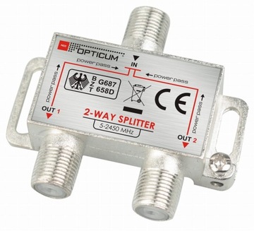 Rozgałęźnik 2x Wyjścia Sygnału Anten DVB-T2 SAT Unicable Splitter Antenowy