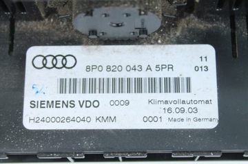 AUDI A3 8P PANEL VENTILACE KLIMATRONIC 8P0820043A