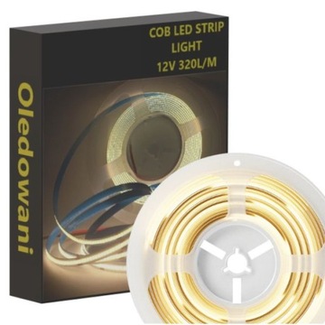 5m Taśma LED COB 12V 50W 900Lumenów/m 320Led/m IP20 BIAŁA NEUTRALNA