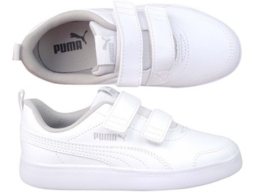PUMA COURTFLEX V2 V PS 371543 04 ДЕТСКАЯ ОБУВЬ БЕЛЫЕ Кроссовки на липучке