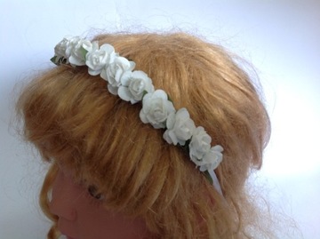 ПОВЯЗКА НА ГОЛОВУ ЦВЕТЫ БЕЛЫЕ РОЗЫ topkids26