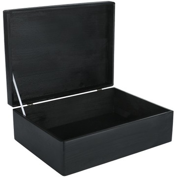 Pudełko drewniane czarne z wiekiem 40x30x14 cm
