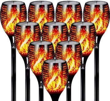 LAMPA SOLARNA POCHODNIA LAMPKI SOLARNE DO OGRODU OGRODOWE LED 10 SZTUK