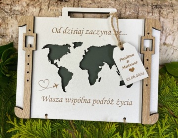 КАРТА ДЕНЬГИ ЧЕМОДАН Конверт СВАДЕБНЫЙ ПОДАРОК ​​с гравировкой