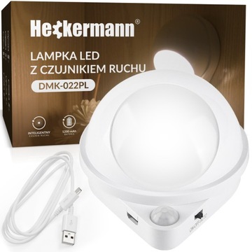 LAMPKA SAMOPRZYLEPNA CZUJNIK RUCHU LED 1200mAh USB