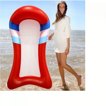 MATERAC DMUCHANY PŁYWAJĄCY PONTON LEŻANKA hamak wodny niebieski /czerwony