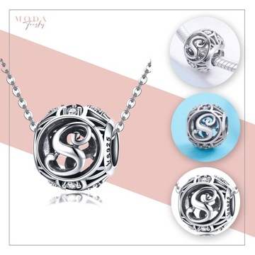 Подвеска Charms Bead Letter S из серебра 925 пробы