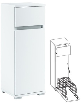 096-011 Szafka Łazienkowa 32/100 + KOSZ - BIAŁY