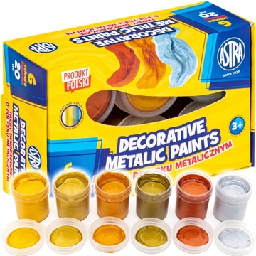 Astra FARBY DEKORACYJNE METALICZNE 6 kolorów x 20 ml
