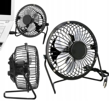 WENTYLATOR BIURKOWY WIATRAK STOJĄCY WIATRACZEK USB PC CICHY MOCNY METALOWY