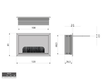 Втулка кабельная, металлическая мебельная втулка 80х80 мм