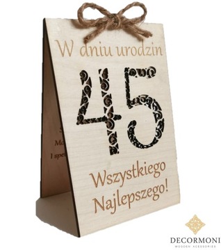 piękna drewniana kartka urodzinowa 25 30 40 50 70