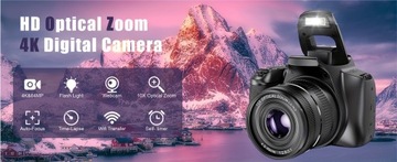 Камера для видеоблогов, цифровая камера 4K, Wi-Fi, 10-кратный оптический фокус,