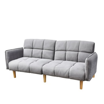 Sofa SONUS 3-osobowa, z funkcją spania, welurowa szara 195x91x83 cm HOMLA