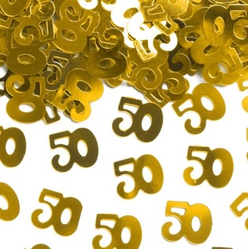Konfetti Na Stół Cyfra 50 Urodziny Złote Metal 15g