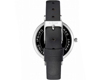 Srebrny Zegarek DAMSKI z CZARNĄ TARCZĄ pasek elegancki modny na prezent