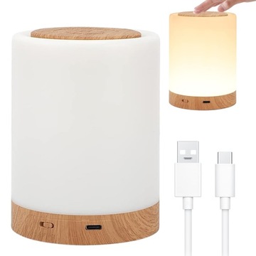 LAMPKA NOCNA LED RGB LAMPA STOŁOWA BEZPRZEWODOWA USB DOTYKOWA ŚCIEMNIANA