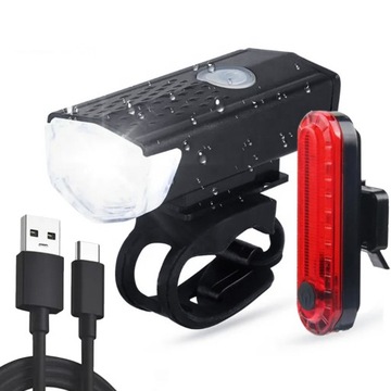 Lampka Rowerowa Światło PRZÓD TYŁ LED na rower kierownicę MOCNA USB jasna