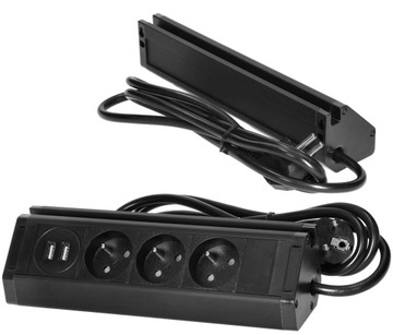 Orno Gniazdo Meblowe Potrójne z Ładowarką USB Uchwytem na Telefon Kablem