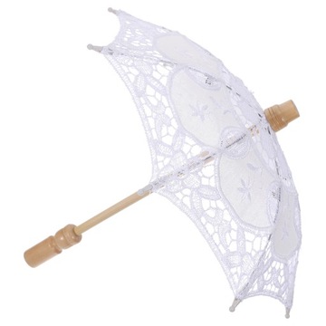 BIAŁY KORONKOWY PARASOL PRZECIWSŁONECZNY, BAWEŁNIANY