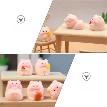 OZDOBY SAMOCHODOWE ŚWINKI DEKORACJA NA BIURKO 6 SZT