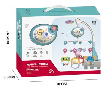 Детская кроватка-карусель, звездный проектор, животные, 400 мелодий