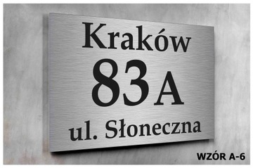 Tabliczka Tablica ADRESOWA Nr DOMU 42x30 ALUMINIUM Srebrny szczotkowany