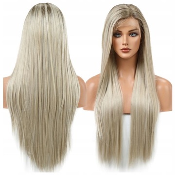 PERUKA włosy JAK NATURALNE jasny blond lace front